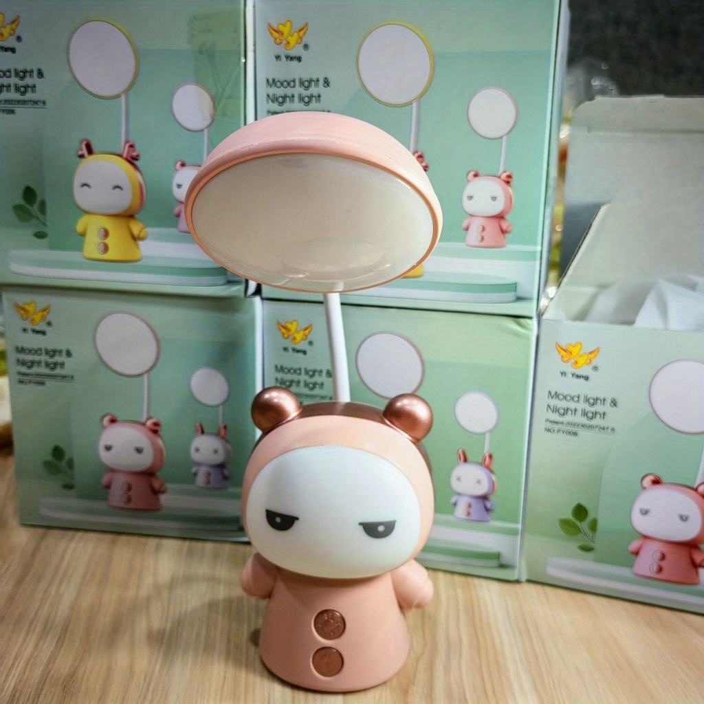 YIZHI Cartoon Doll Lamp Usb Charging Study Table Lamps Led Student Dormitory Study Desk Reading Lamp Bedroom Bedside Night Light