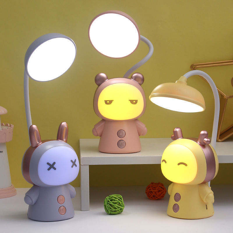 YIZHI Cartoon Doll Lamp Usb Charging Study Table Lamps Led Student Dormitory Study Desk Reading Lamp Bedroom Bedside Night Light