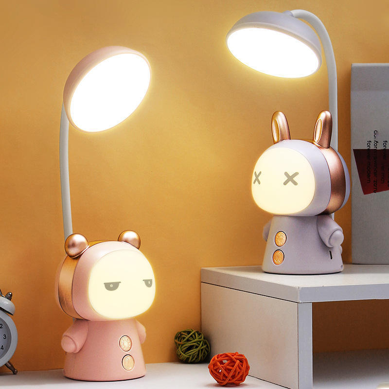 YIZHI Cartoon Doll Lamp Usb Charging Study Table Lamps Led Student Dormitory Study Desk Reading Lamp Bedroom Bedside Night Light