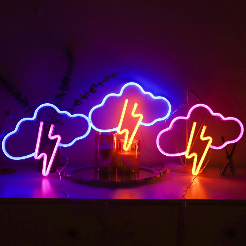 YIZHI Hanging Usb Battery Operated Neon Light Night Lamp Led Shower Clouds Neon Sign For Wall Kids Room Party Wedding Deco