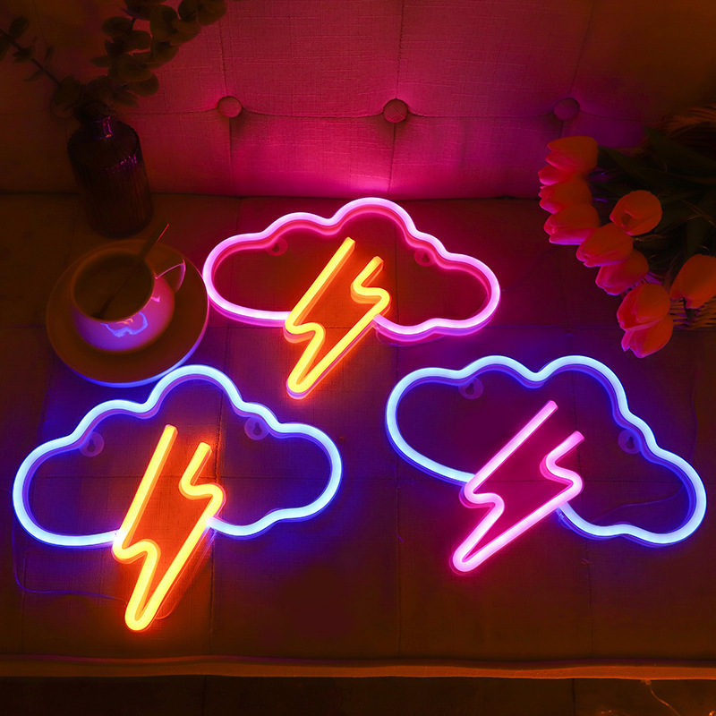 YIZHI Hanging Usb Battery Operated Neon Light Night Lamp Led Shower Clouds Neon Sign For Wall Kids Room Party Wedding Deco