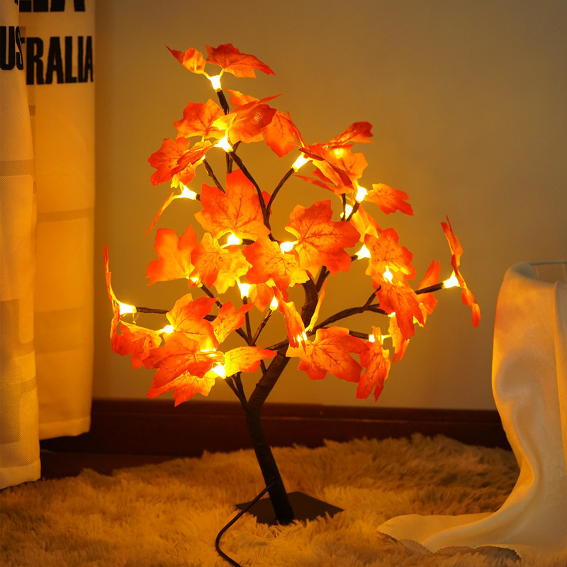 YIZHI DIY Artificial Maple Leaf Tree Lamp Usb Valentine Bonsai Light Home Bedroom Night Light Led Tabletop Decorative Tree Light