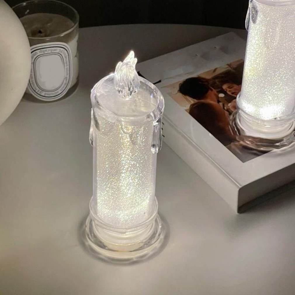 YIZHI Luxury Christmas Acrylic Transparent Flameless Candles Nightlight Mini Lamp Led Candle For Restaurant Decoration Lights