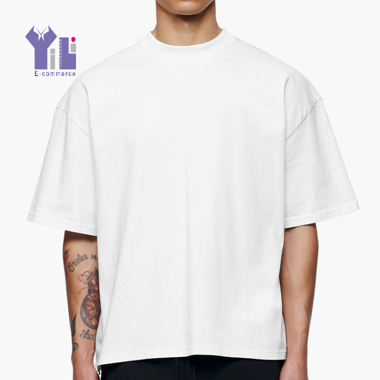 High Quality Plain Custom Cropped T-shirt Boxy 100% Cotton Blank Oversized Heavyweight Drop Shoulder White T Shirt Manufacturer