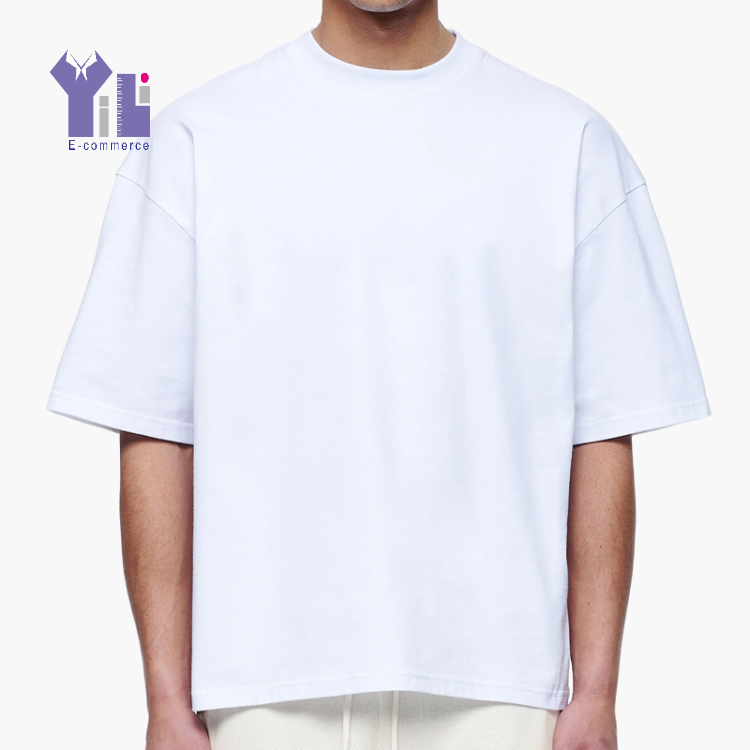 High Quality Plain Custom Cropped T-shirt Boxy 100% Cotton Blank Oversized Heavyweight Drop Shoulder White T Shirt Manufacturer