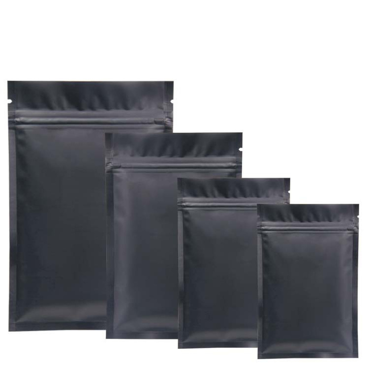 100pcs Food Storge Bags Metallic Mylar Ziplock Bags Flat Bottom Black Aluminum Foil Small Zip Lock Plastic Bags Wholesale