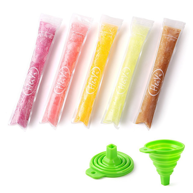 BPA Free Ice Pop Pouch Packaging Zip Top Ice Popsicle Mold Bag