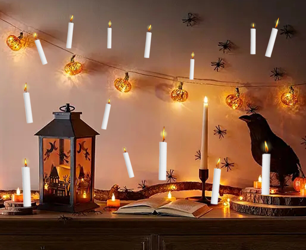 12 Long Remote Control Candles And 1 Magic Wand Christmas Decoration Wand White Led Floating Candle Led Light Candle