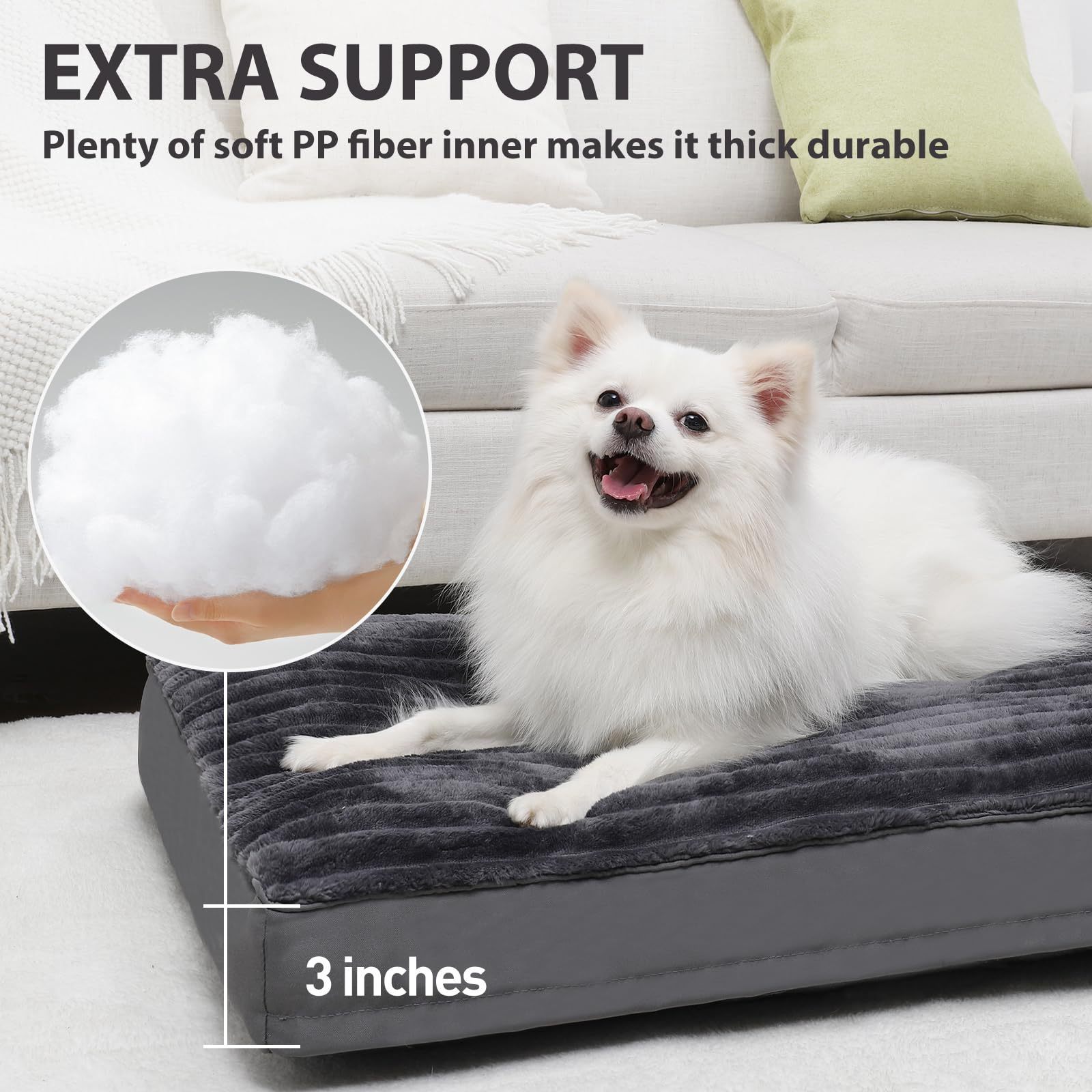 Medium Dog Bed Washable with Removable Cover Waterproof, Soft Flannel Dog Crate Beds, Anti-Slip Pet Beds Kennel Pad