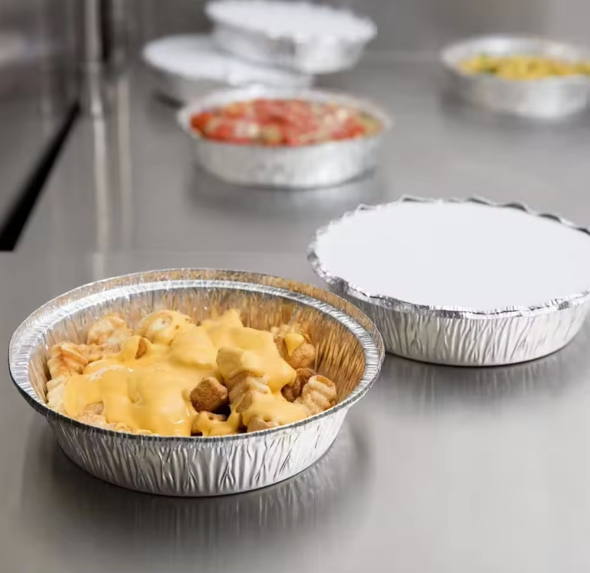 Disposable food packing aluminum foil container Aluminum Pie Pan Round Foil Baking Trays Aluminum Foil Containers