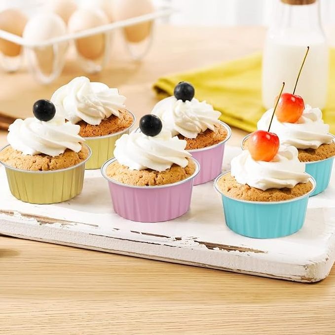 Mini Aluminum Foil Baking Cups  Disposable Muffin Tins, Cupcake Baking cups, Dessert Cheesecake Ramekins Pans