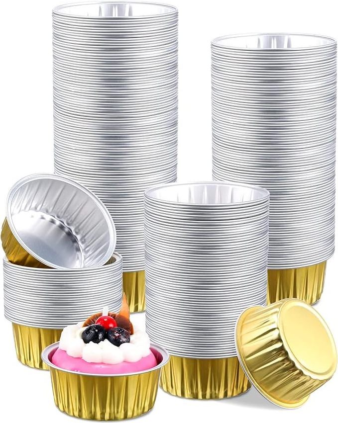 Mini Aluminum Foil Baking Cups  Disposable Muffin Tins, Cupcake Baking cups, Dessert Cheesecake Ramekins Pans