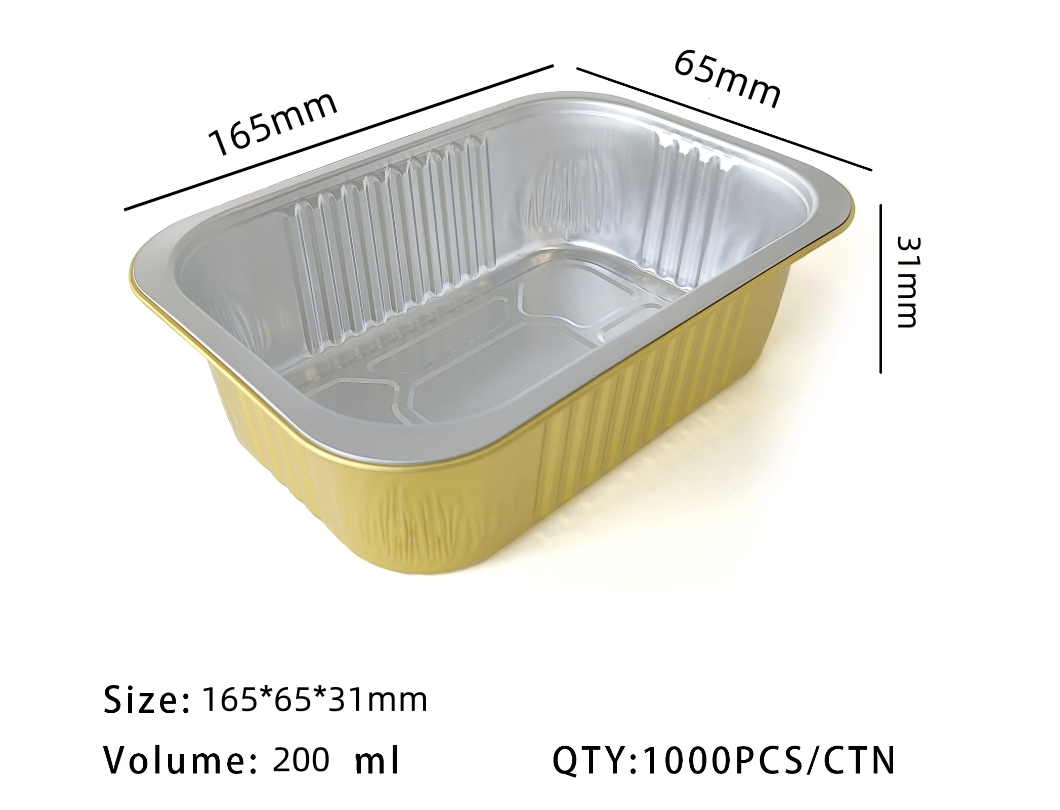 200ml Mini Golden Loaf Pan Dessert Tins Disposable Aluminum Foil Container with Lids for Family Party