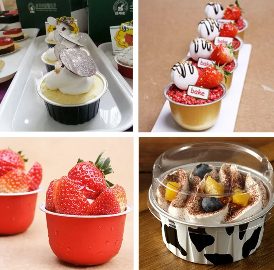 200ml Mini Golden Loaf Pan Dessert Tins Disposable Aluminum Foil Container with Lids for Family Party