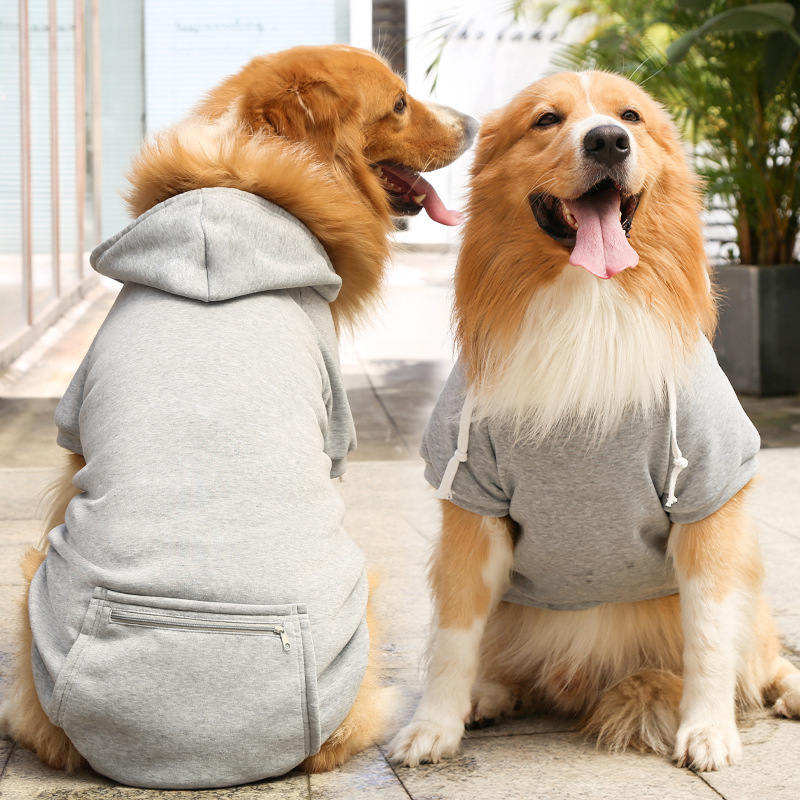 Fleece Dog Sweatshirt Pet Clothing Dog Hoodie With Zipper Pocket