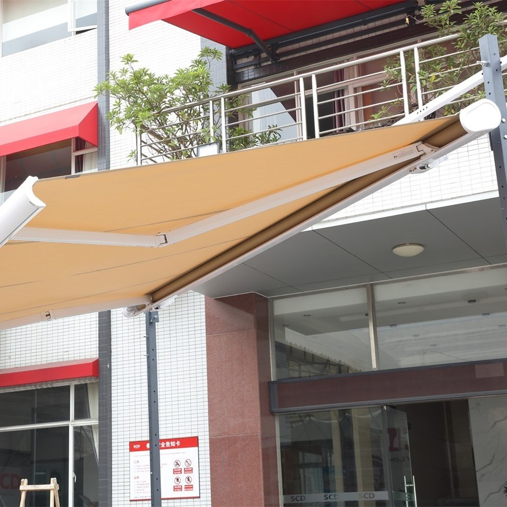 Youya luxury wholesale outdoor full customizable fold arms no cassette awning with led light