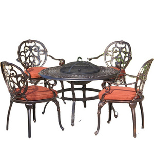 Youya wholesale cheap chairs outdoor furniture garden set waterproof patio cast aluminum tea table and chair with lazy susan