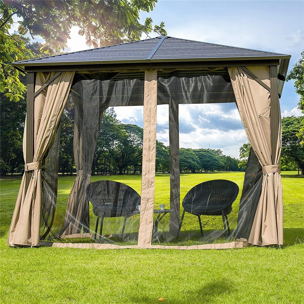 Brand new hard top 8x8 black gazebo outdoor aluminium pergola bioclimatica gazebos with great price