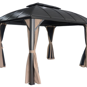 Waterproof slanted metal dome wholesale gazebo wrought iron with curtains