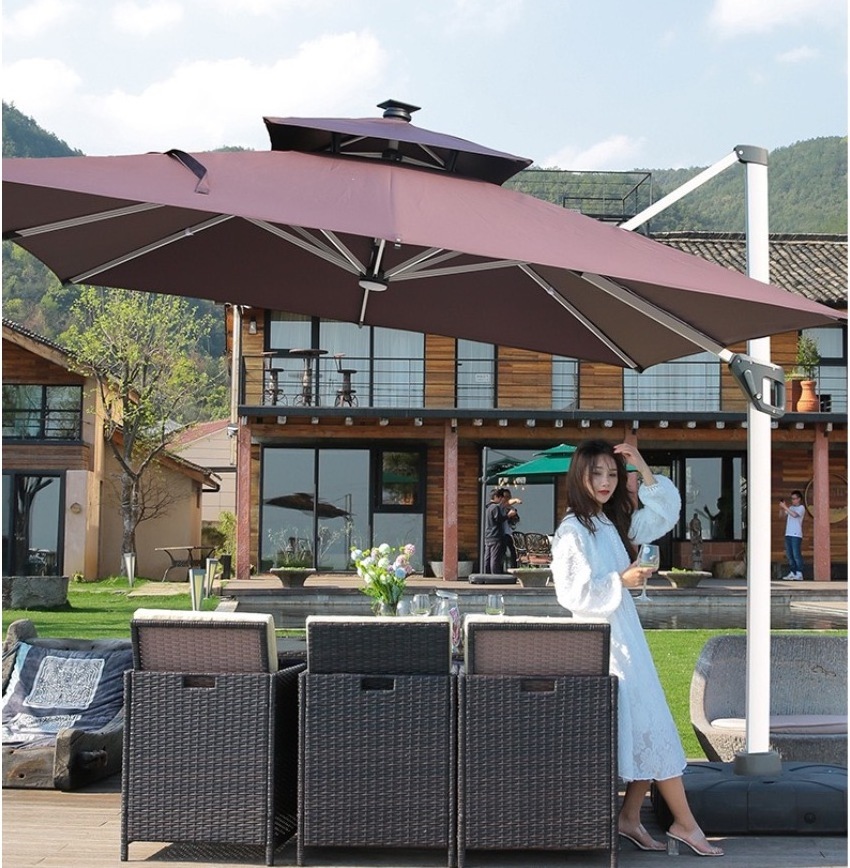 comfort patio umbrella with led solar solar umbrella fan for Bistro set