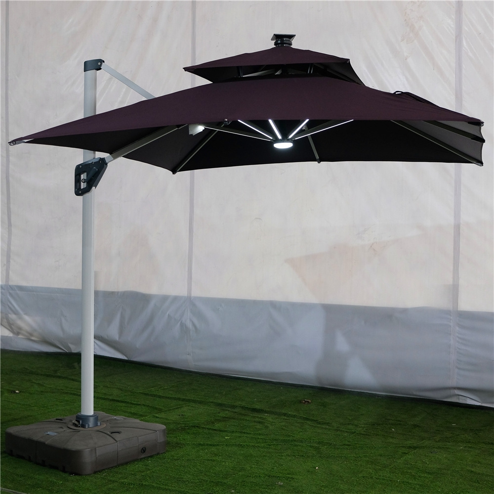 comfort patio umbrella with led solar solar umbrella fan for Bistro set