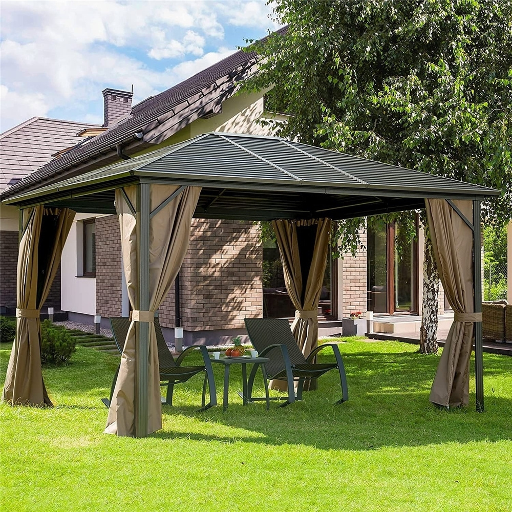 Professional hardtop gazzebo iron 10x12 hard top gazebo for wholesales