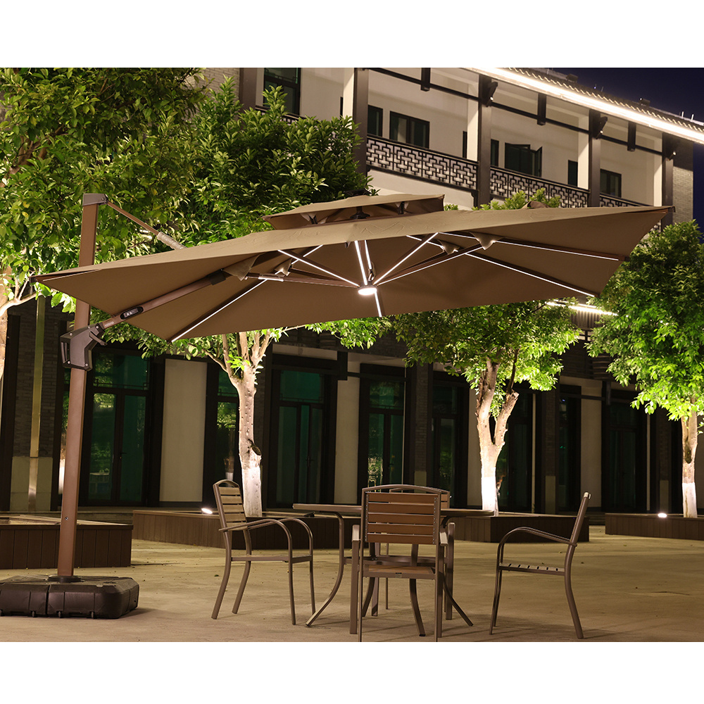 with led light 3x4m/3.5x3.5m double layer umbrella wholesale,garden parasol patio outdoor umbrella