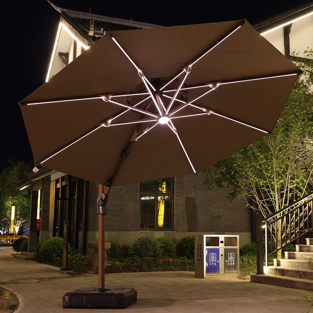 with led light 3x4m/3.5x3.5m double layer umbrella wholesale,garden parasol patio outdoor umbrella