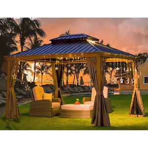 Double top double track 3.65x6 modern wholesale large garden metal aluminum pergola gazebo outdoor