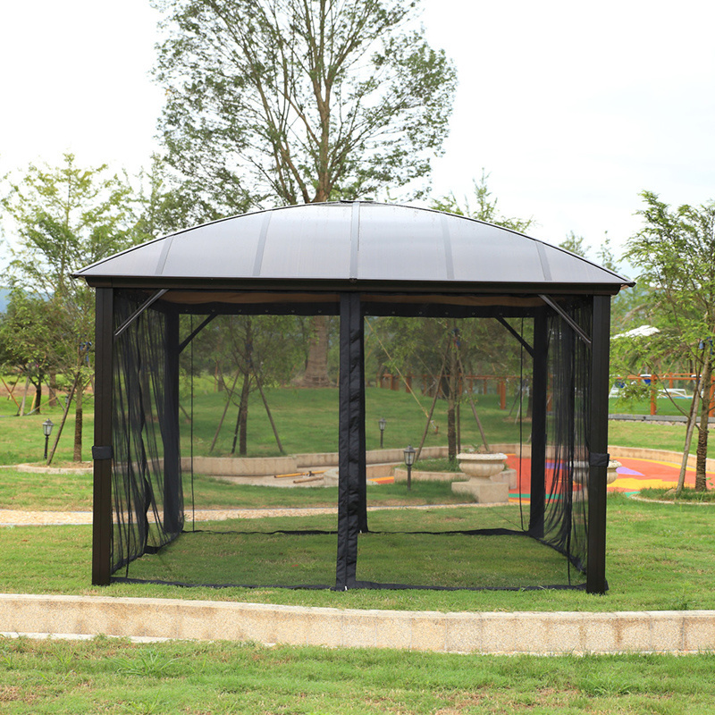 Waterproof 3x4 metal polycarbonate gazebos pavilions aluminum sunny outdoor gazebo