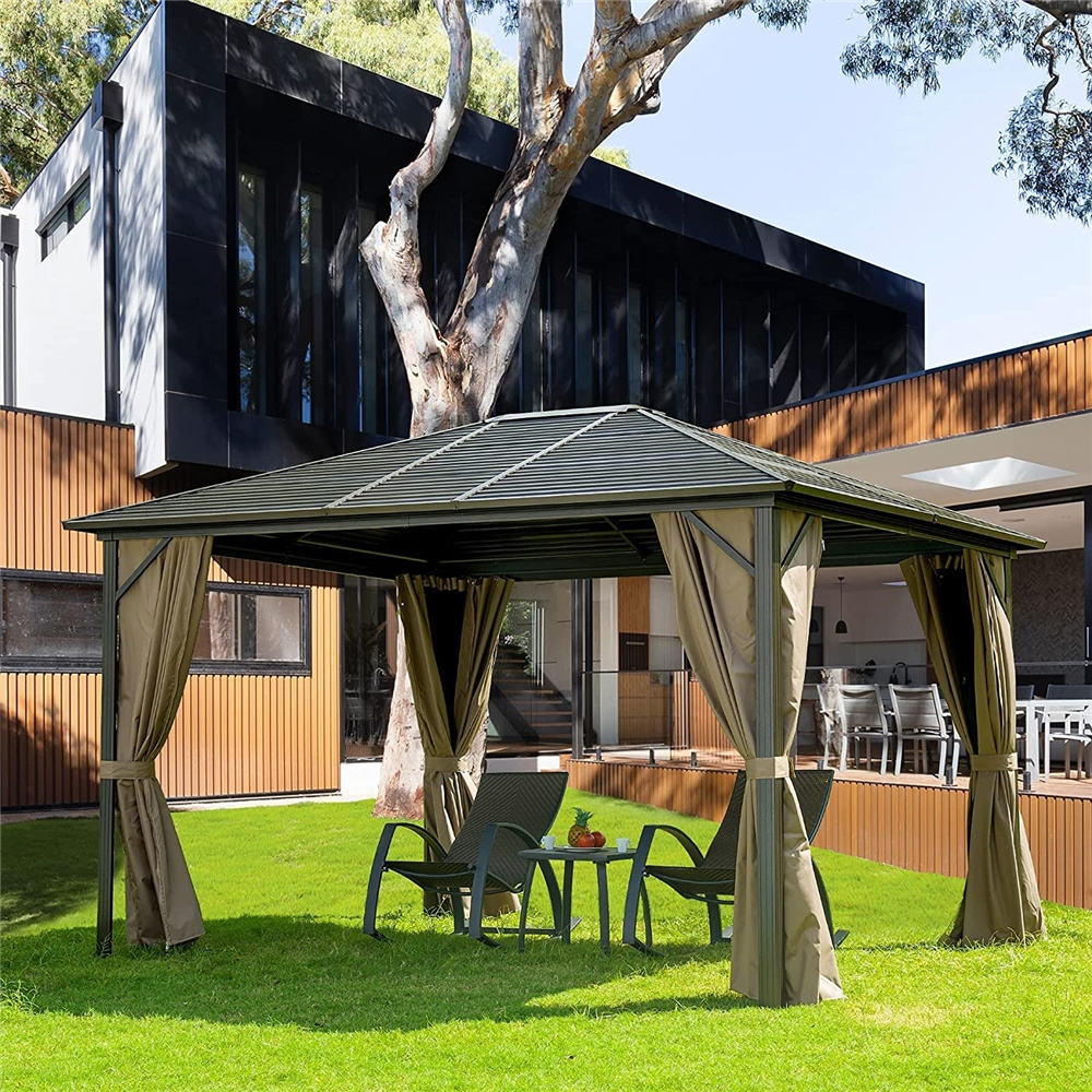 Brand new hard top 8x8 black gazebo outdoor aluminium pergola bioclimatica gazebos with great price