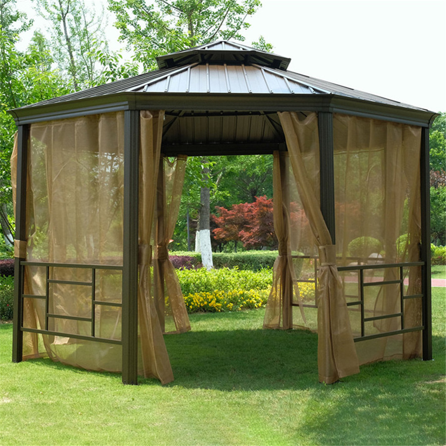 Youya high quality gazebos pavilions wholesale waterproof aluminum pergola gazebo louvers with mosquito net