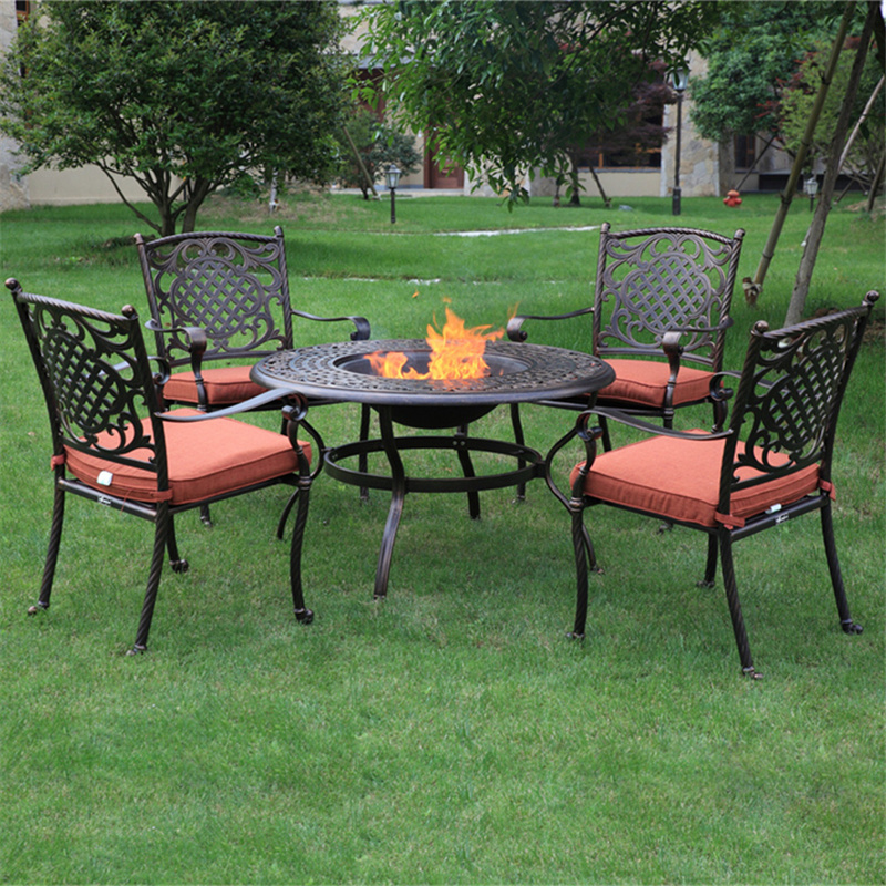 Youya wholesale cheap chairs outdoor furniture garden set waterproof patio cast aluminum tea table and chair with lazy susan