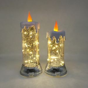 Led Light String Luminous Glass Flameless Glass Electronic Candle Night Light Gift Tabletop Decoration