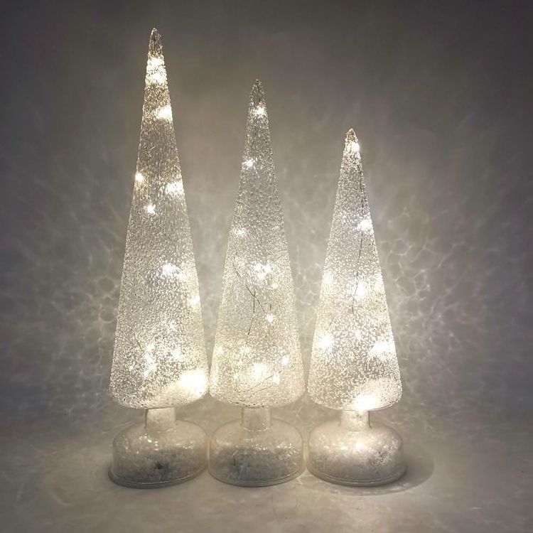 White Transparent Luminous Glass Christmas Tree Snowflake White Atmosphere Lamp With Led For Gift Ornament