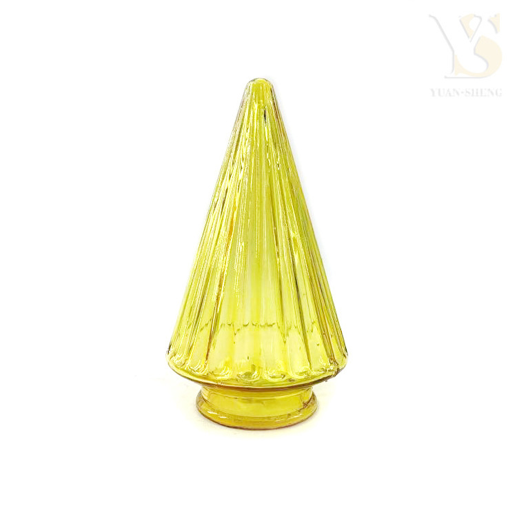 Bright LED lit warm yellow Christmas glass tree with creative conical design suitable for home and mall decoration