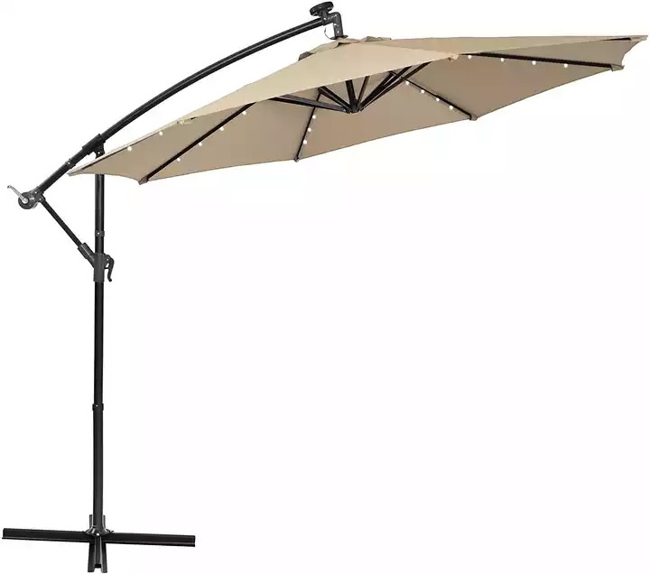 Uplion Garden Sunshade Cantilever Led Umbrella Outdoor Solar LED Lighting Parasol Patio Umbrellas