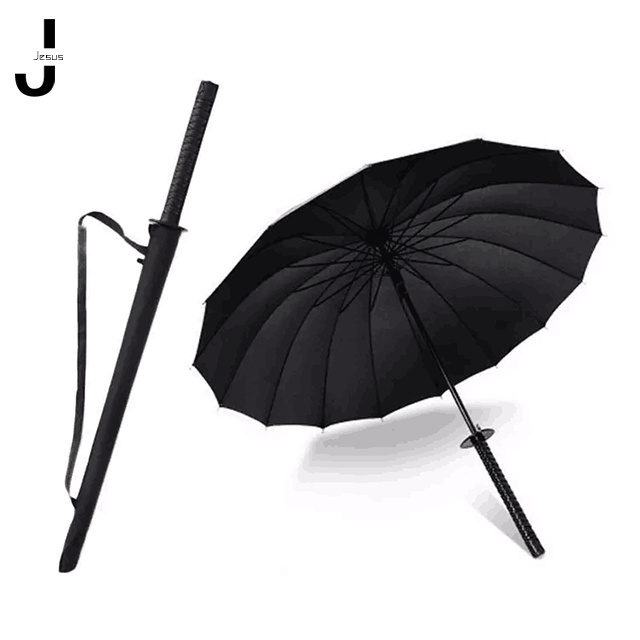 Cheap Promotion Customizable 8k / 16k / 24k Japanese Samurai Sword Long Handle Umbrella