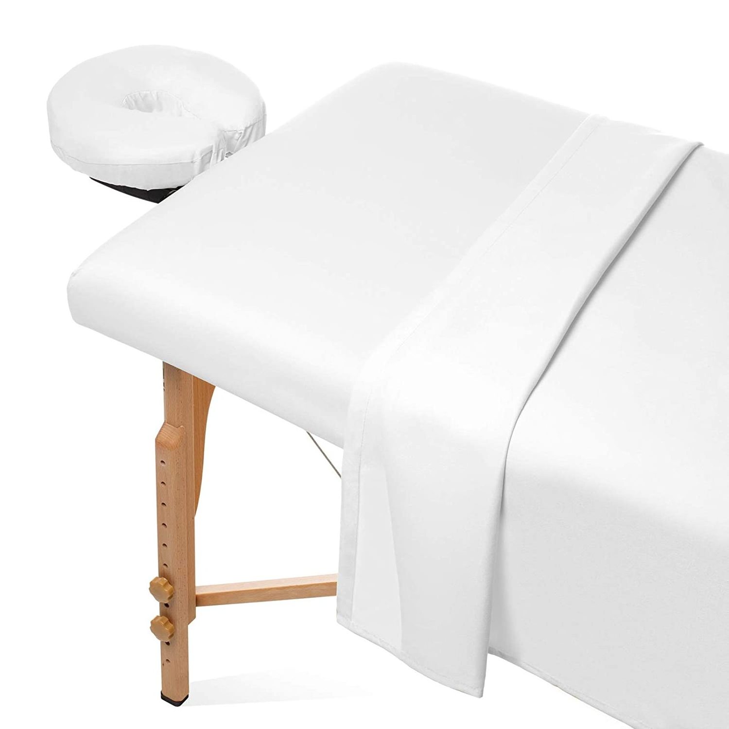 Microfiber Massage Table Sheet Set Includes Flat and Fitted Sheets with Face Cradle Cover