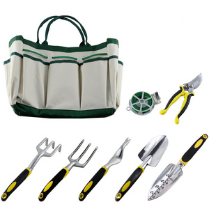 9 pcs Garden Bonsai Trowel Complete Garden Tool Kit With Storage Tote Bag Gloves Stainless Steel Heavy Duty Gardening Tools Set