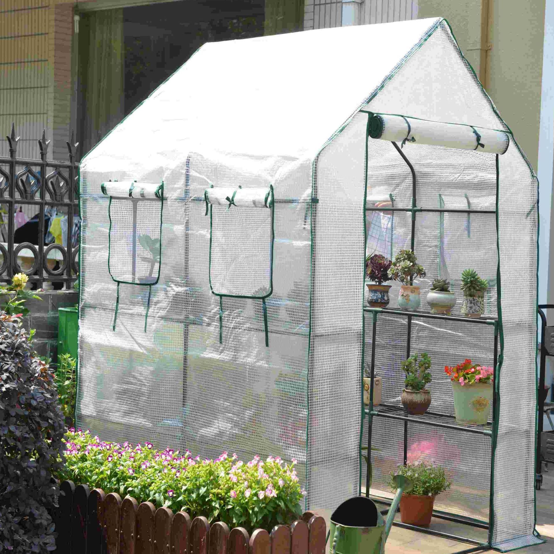 143x143x195cm High-accuracy Plant Nursery Walk-in Greenhouse Tall Greenhouses Tent with Shade Net PE Greenhouse