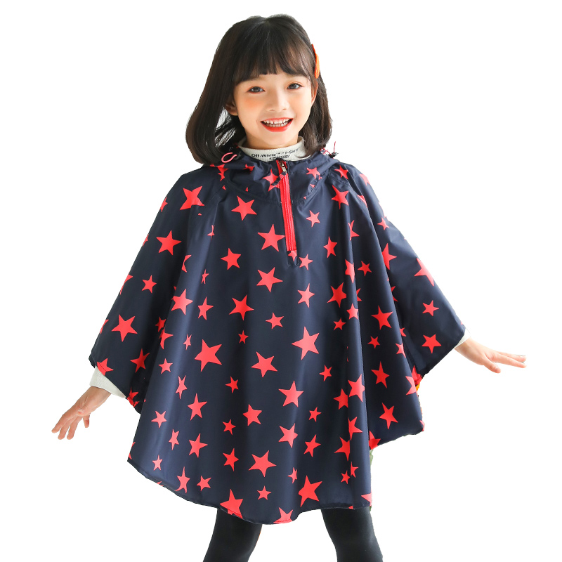 Toddler Green Stars Lightweight Kids Rain Poncho Jacket Waterproof Outwear Rain Cape for Walk