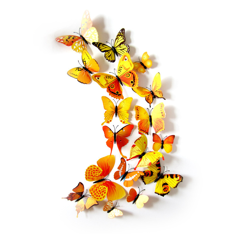 New style home room decor butterflies for wedding decoration double layer 3D butterfly wall stickers