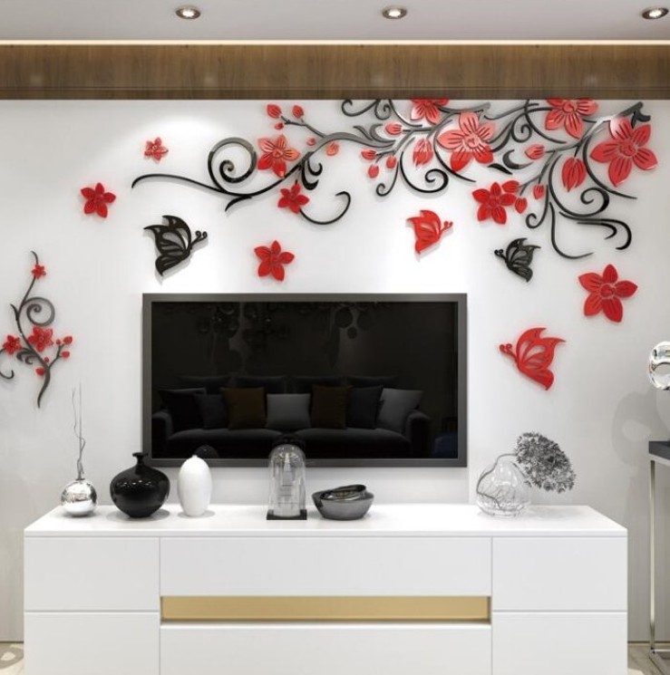 Hot selling simple and modern wall stickers 3D acrylic stickers TV wall decoration background wall paste