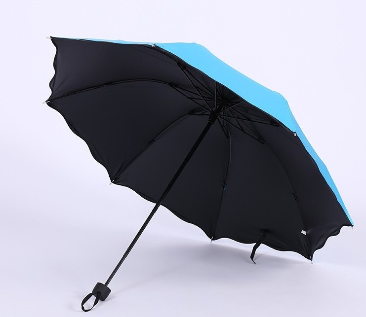 Creative rain umbrella black glue super sunscreen umbrella customized three-fold umbrella