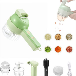 High quality 4 in 1 handheld electric vegetable cutter set portable wireless food cutter