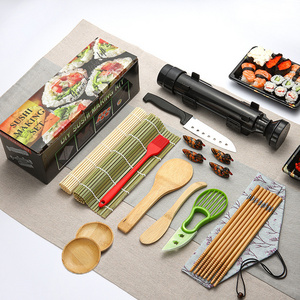 All in One Sushi Maker with Bamboo Mats Bamboo Chopsticks Avocado Slicer Paddle Spreader Sushi Making Kit