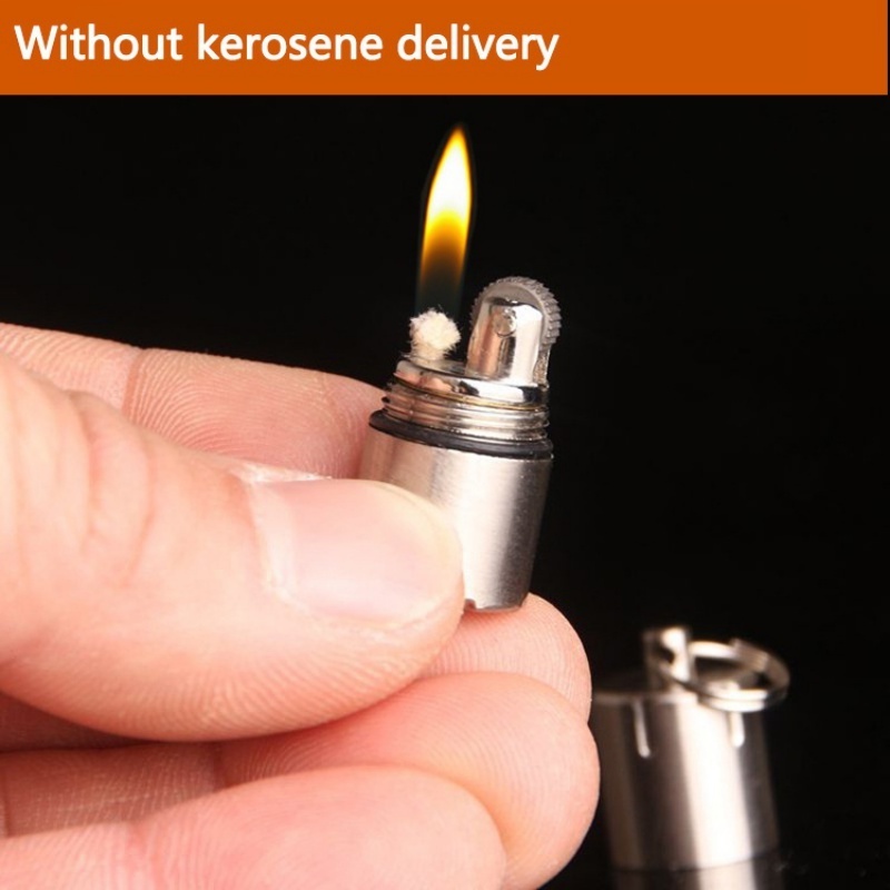 Camping Emergency Fire Starter Mini Kerosene Compact Lighter Key Chain Capsule Gasoline Lighter