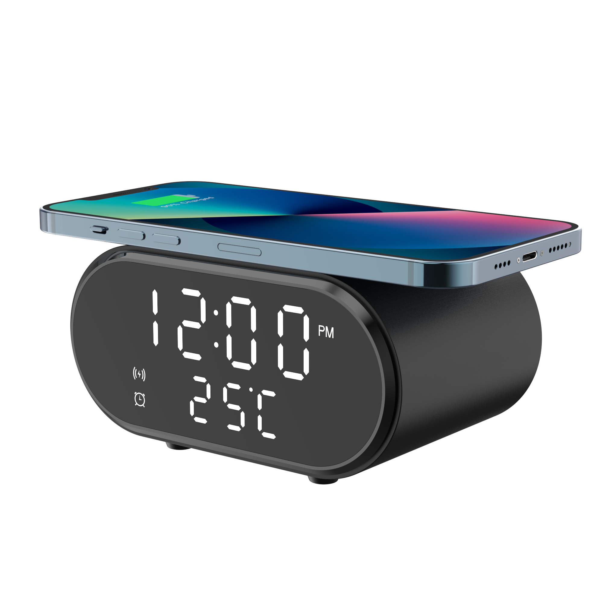 2-in-1 alarm clock wireless charger 15W office desktop charger with clock mini fashionable alarm clock