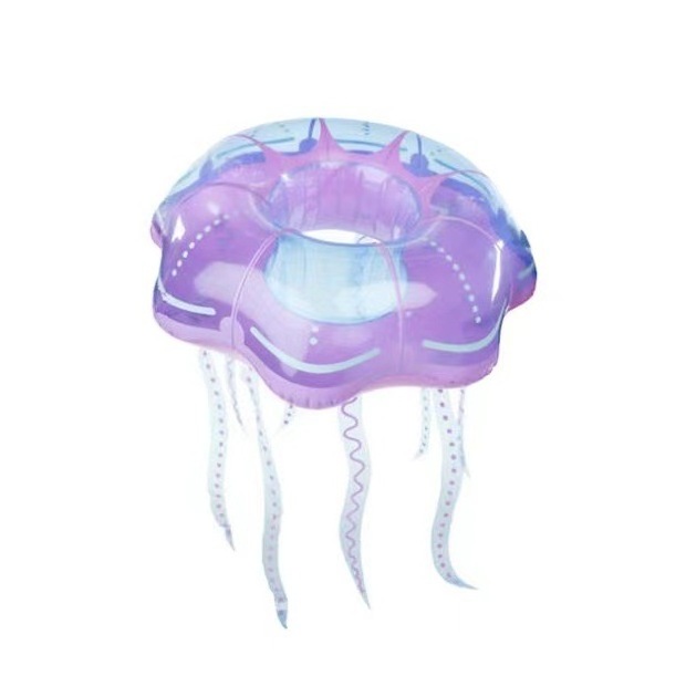 New Crystal Jellyfish Swimming Net Red Inflatable Jellyfish Seat Float Creative Swimming Circle